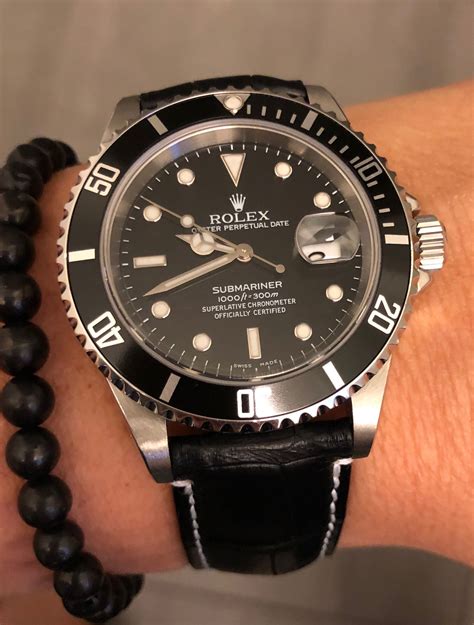 rolex submariner leather band price|best straps for Rolex Submariner.